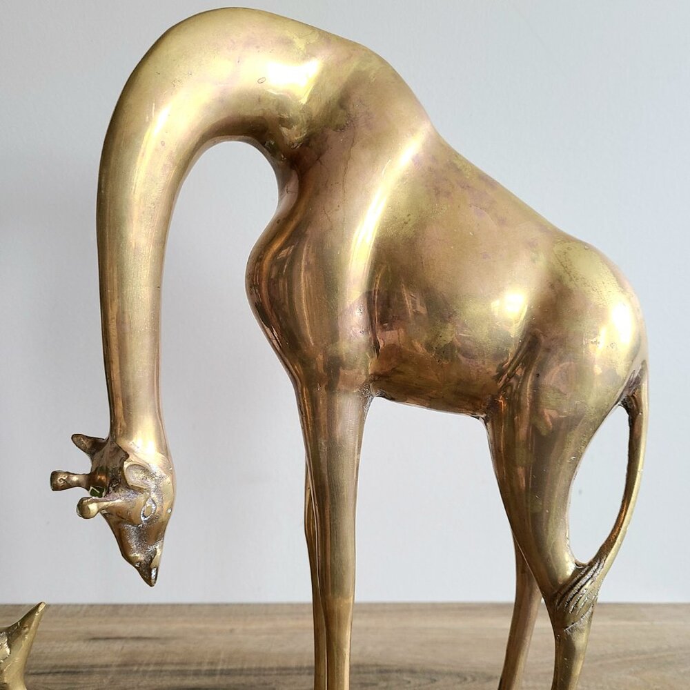 Vintage midcentury brass giraffes figurines. MC brass. 14 3/4'' tall. - Picture 3 of 7